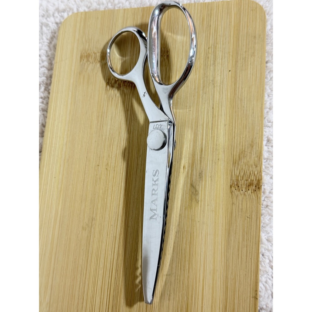 Marks 407 Pinking Shears Brazil Metal Sewing Scissors Zig Zag Cut 7.5 Inch - Picture 3 of 6